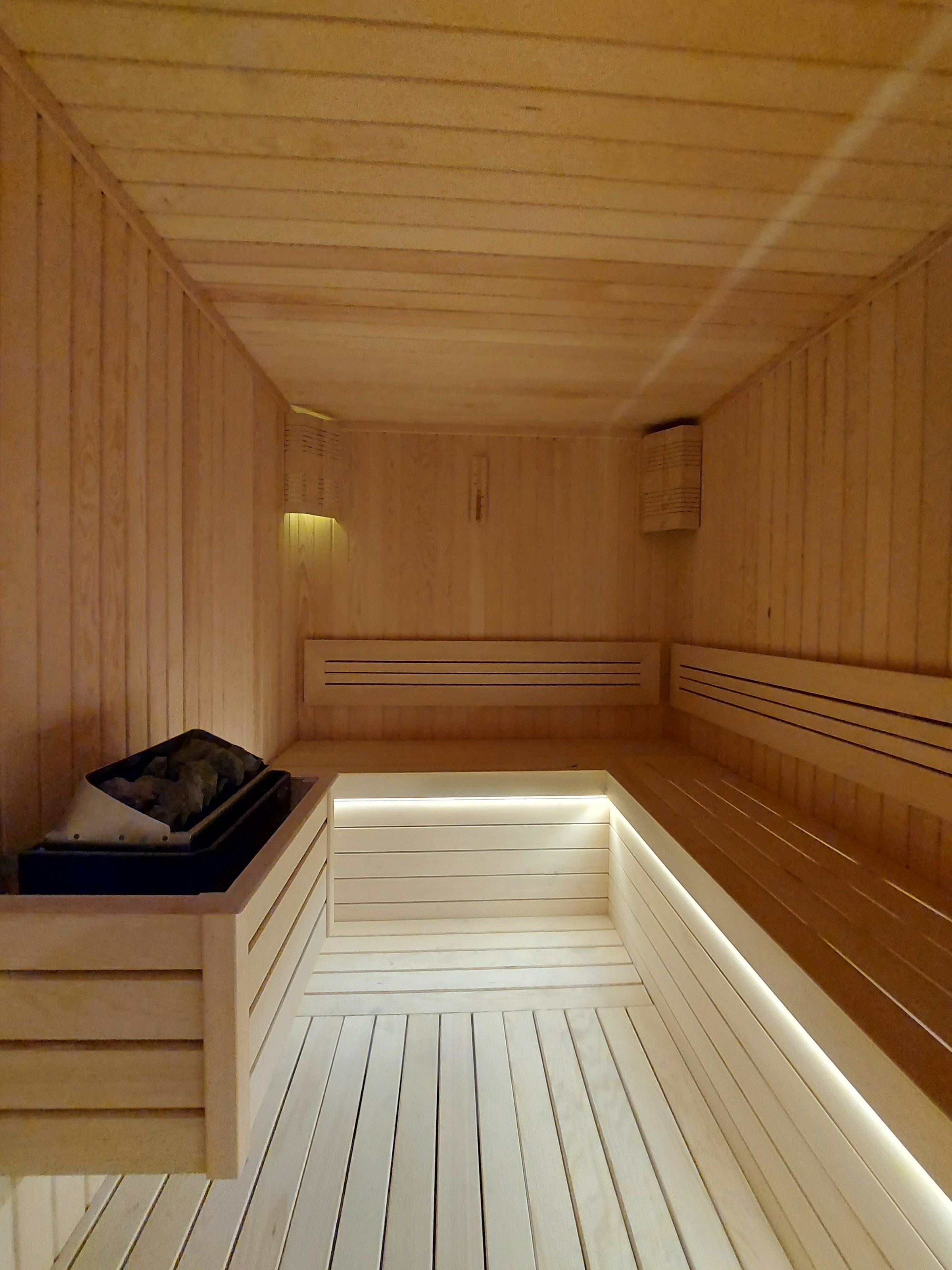 Wooden sauna interior, calm and safe