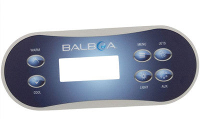 Overlay, Balboa TP500S, 2-Pump, 6-Button, Oval — Balboa Part #17204