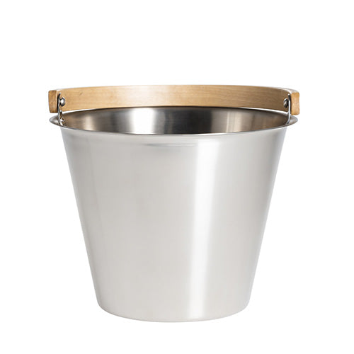 Rento Sauna Bucket, Stainless Steel w/ Birch Wood Curved Handle