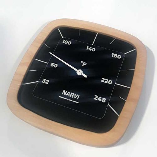 Narvi Thermometer, Black w/Bamboo Frame, Fahrenheit
