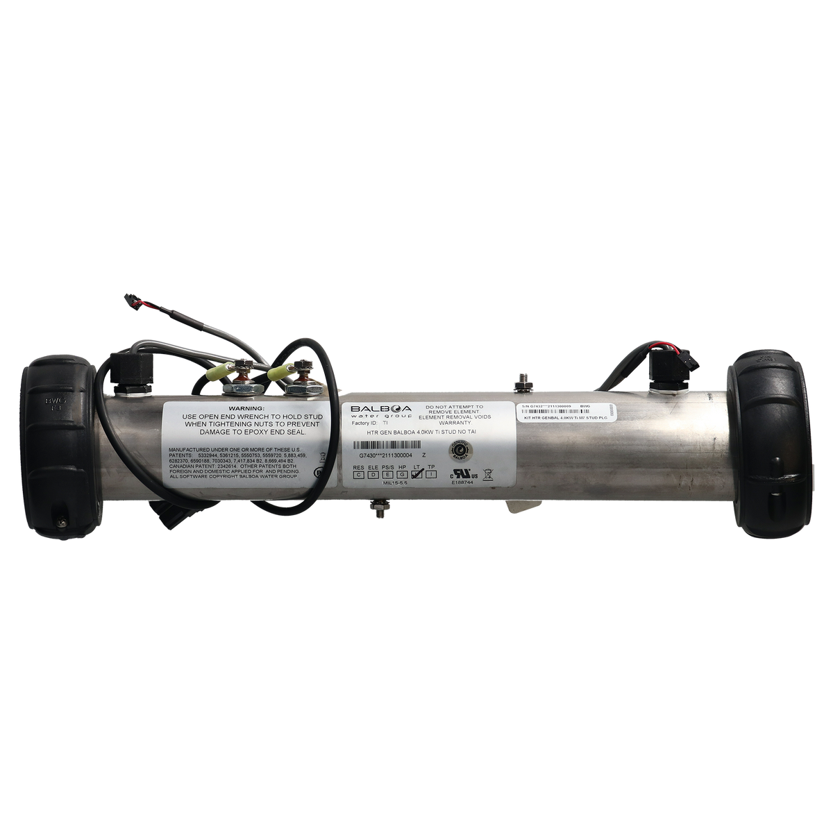 Heater Assembly- Balboa, 4.0kW titanium w/BP Plug-n-click — Balboa Part #G7432