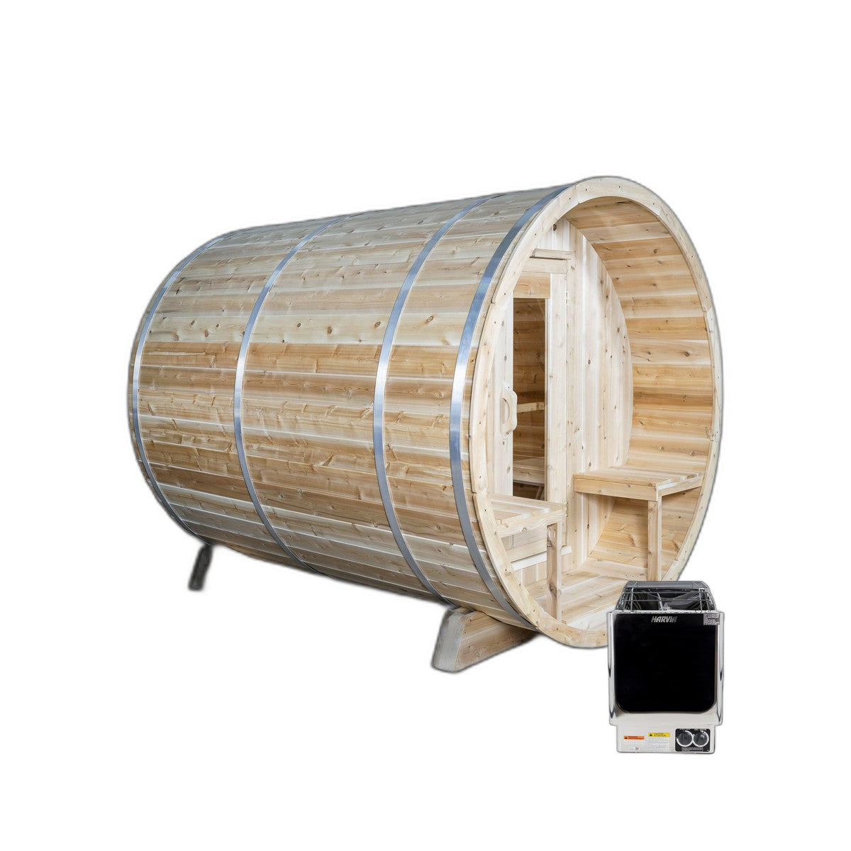 August Value Package: Serenity Barrel Sauna + Harvia KIP 6kW Heater