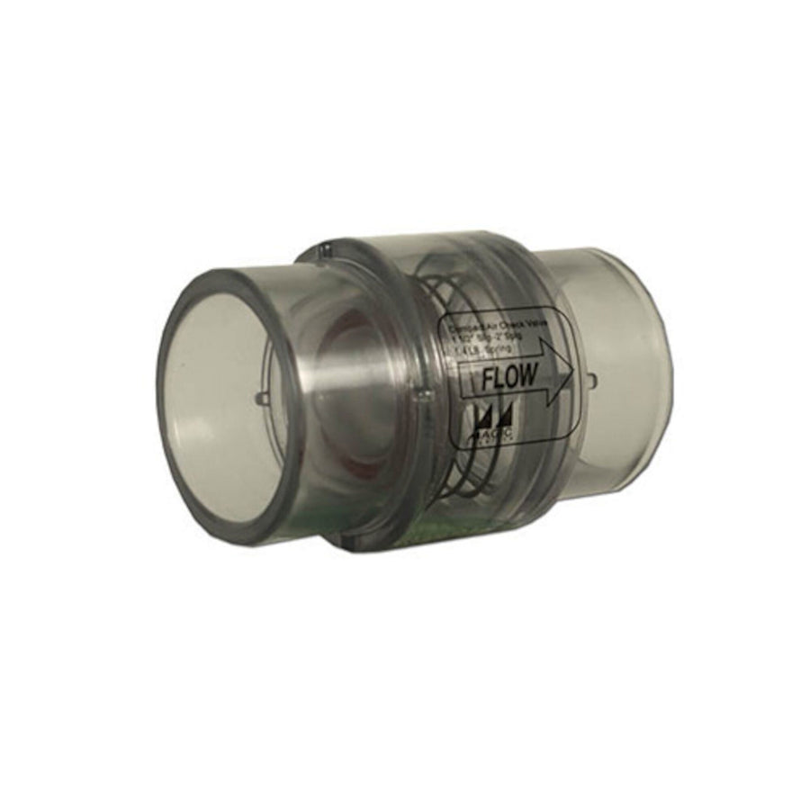 Check Valve, Air, Magic, 1/4lb, 1-1/2"S (2"Spg) Clear — Magic Plastics Part #0830-15C