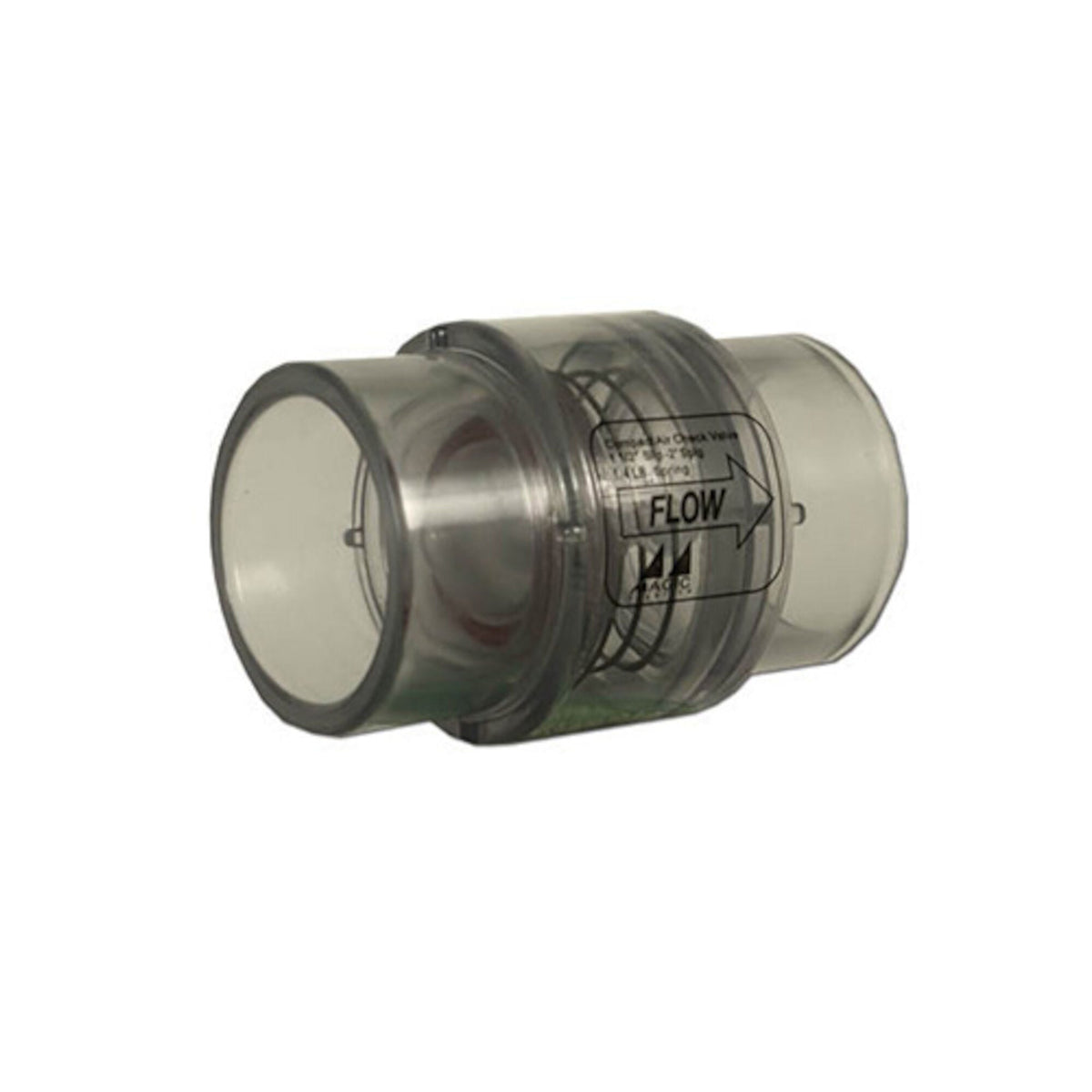 Check Valve, Air, Magic, 1/4lb, 1-1/2"S (2"Spg) Clear — Magic Plastics Part #0830-15C