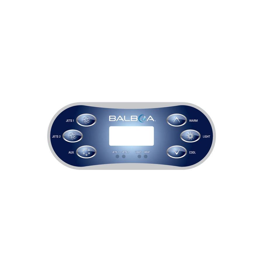 Overlay, Balboa, TP600, 6 Button, Jet, Jet, Aux, Warm — Balboa Part #12762
