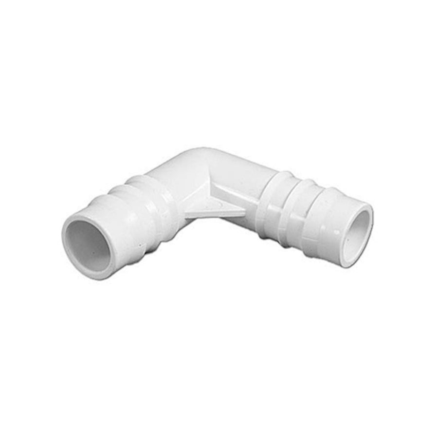 Fitting, PVC, Ribbed Barb Ell Coupler, 90°, 3/4"RB x 3/4"RB — Waterway Part #411-3700
