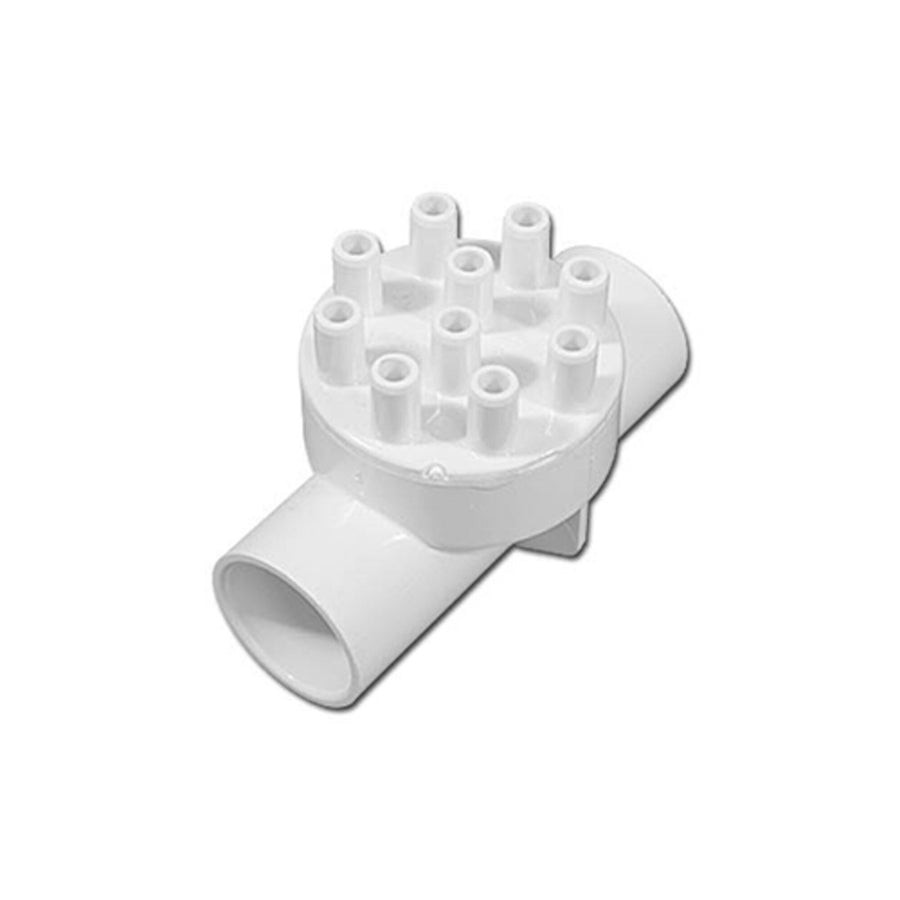 Manifold, PVC, Waterway, 1"S x 1"S x (10) 3/8"SB Ports — Waterway Part #672-5080