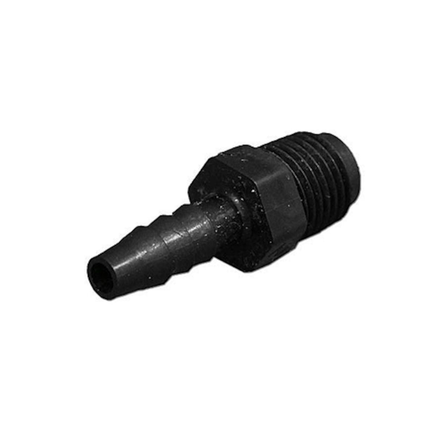 Fitting, PVC, Threaded Barb Adapter, 1/4"RB x 1/4"MPT — Brett Aqualine Part #P4MCB-4