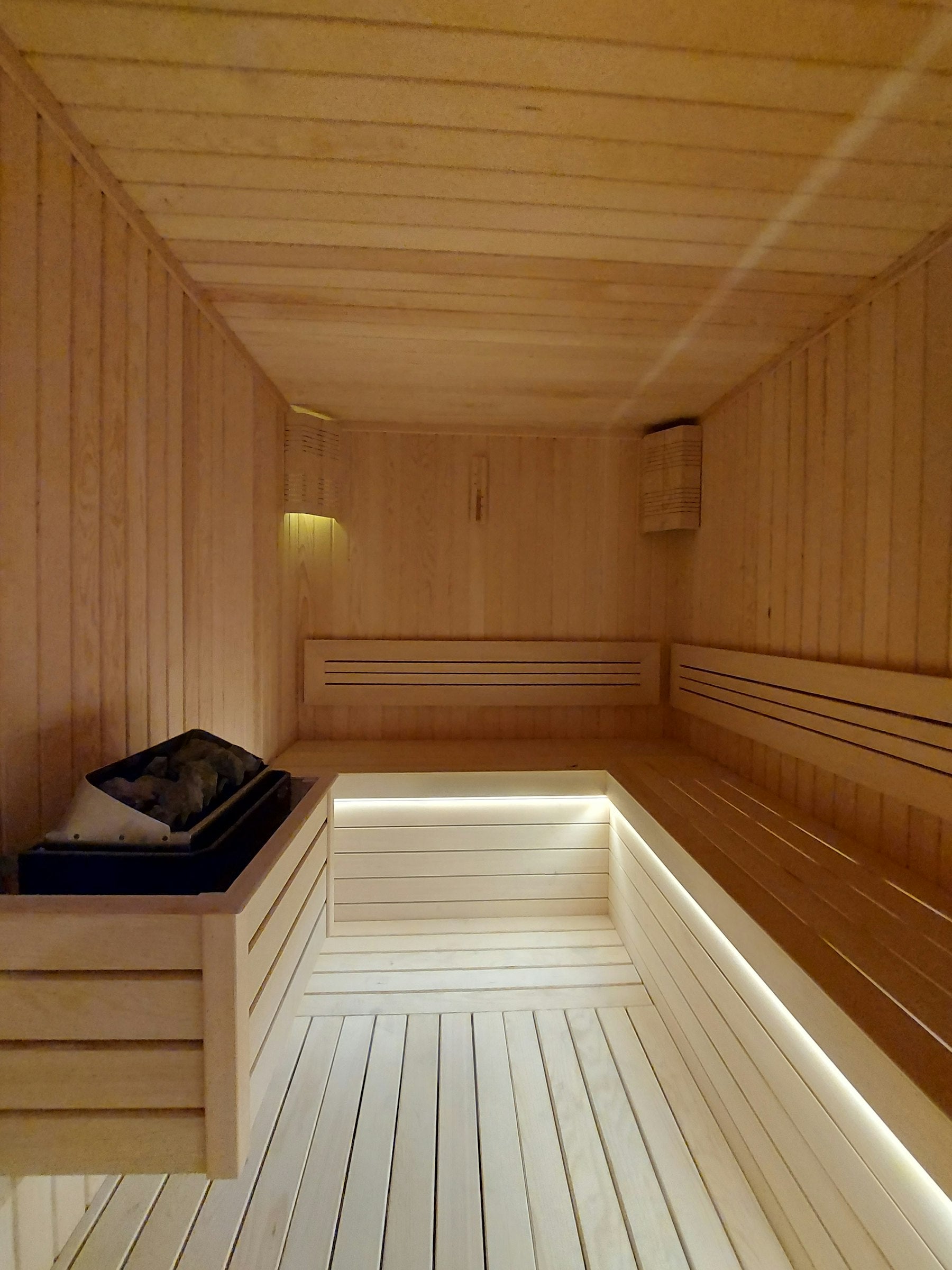 Warm sauna interior promoting wellness