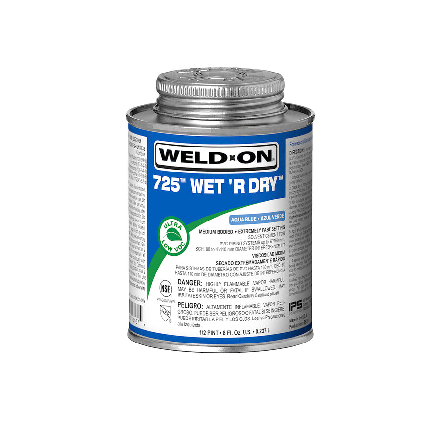 725 Blue Wet 'R Dry Medium Bodied Cement- 1/2 Pint — Weld-On Part #10167