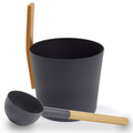 Kolo Sauna Bucket with straight handle and Ladle, Bamboo/Aluminum, 1Gal - view 4
