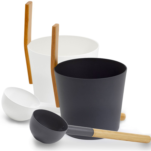 Kolo Sauna Bucket with straight handle and Ladle, Bamboo/Aluminum, 1Gal - view 2