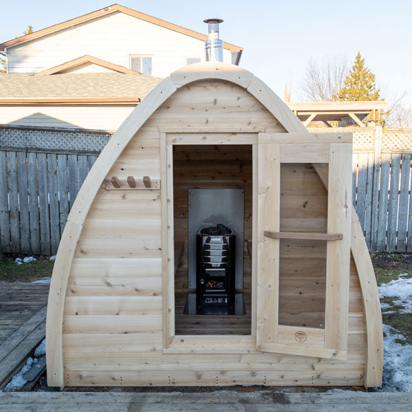Canadian Timber CT MiniPOD Sauna — Eastern White Cedar cube sauna (view 2)