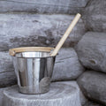 Rento Sauna Bucket, Stainless Steel w/ Birch Wood Curved Handle - view 4