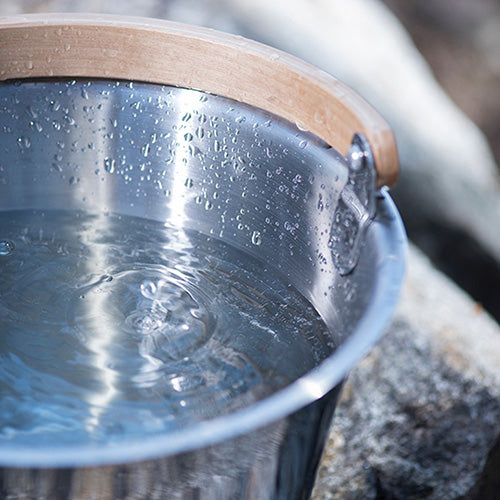 Rento Sauna Bucket, Stainless Steel w/ Birch Wood Curved Handle - view 7