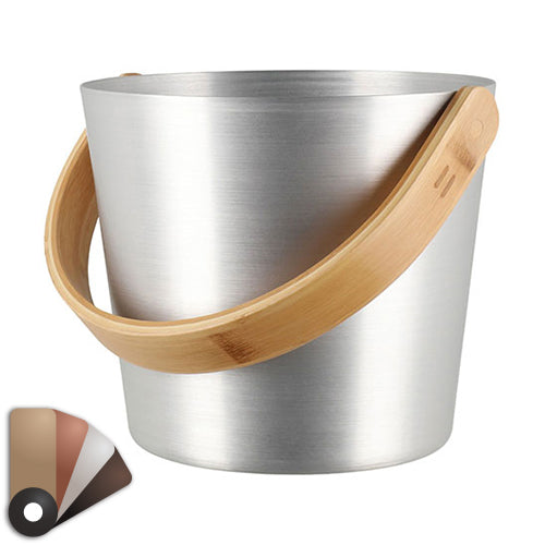 Rento Sauna Bucket, Aluminum w/ Thermo-Bamboo, Curved Handle