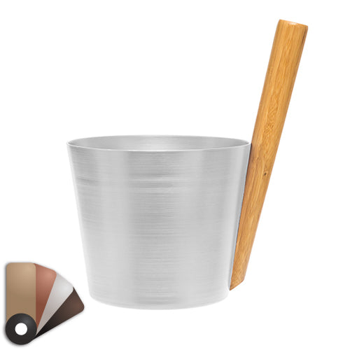 Rento Sauna Bucket, Aluminum w Thermo Bamboo, Straight Handle, 5 Liter