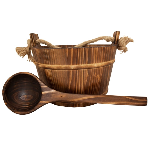 Prosaunas Lined 1-Gal Spruce Sauna Bucket w/ Rope Handle and Ladle
