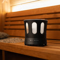 SaunaLife SaunaZone Bluetooth Speaker Bucket with RGB Lights on Bench