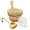 SaunaLife Wood Sauna Bucket and Ladle Set with Thermometer