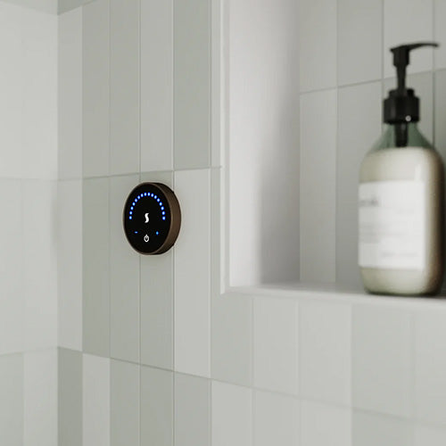 ThermaSol Microtouch Round Steam Shower Control in Use