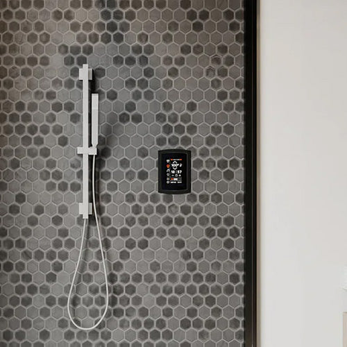 ThermaSol Signatouch 5 Inch Recessed Steam Shower Control in Use Vertical