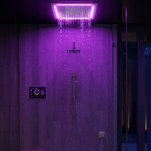 ThermaSol ThermaTouch2 10 Inch Steam Shower Control Ambient Lighting in Use