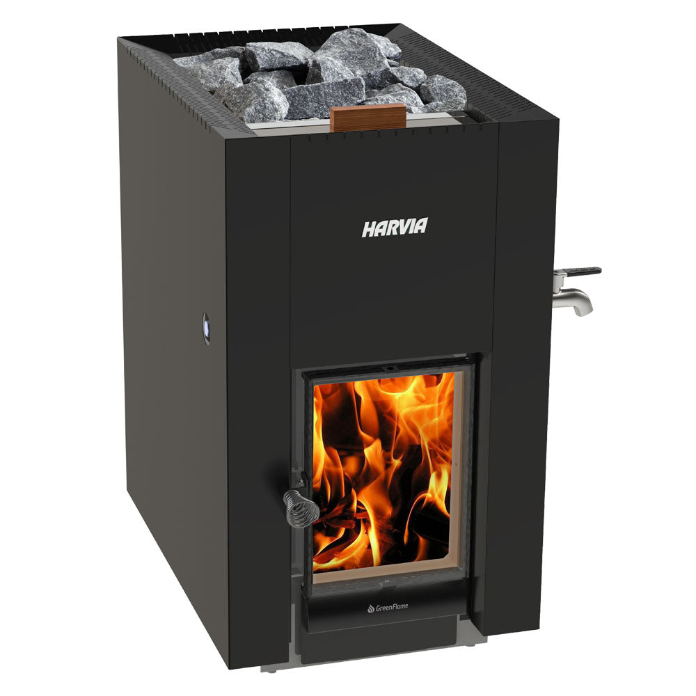 Harvia Linear 22 GreenFlame Wood Stove – front view