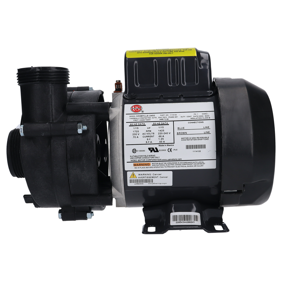 Pump, Circulation, Balboa, 230V, 1/15 HP, 1-1/2" In/Out — Balboa Part #6154106-S