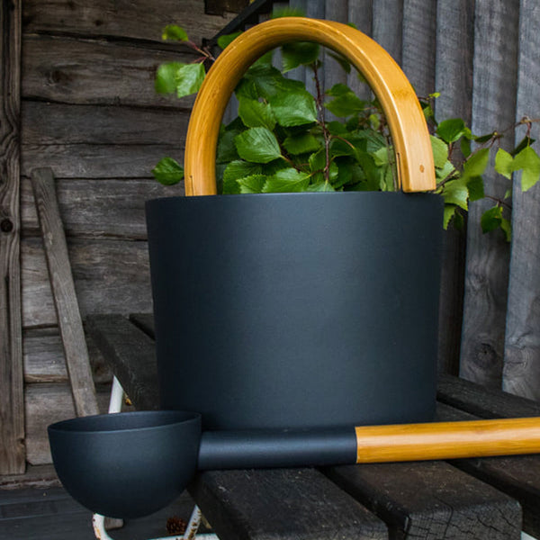 Kolo Sauna Bucket with curved handle and Ladle, Bamboo/Aluminum, 1Gal - view 3