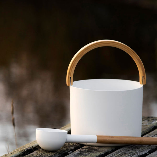 Kolo Sauna Bucket with curved handle and Ladle, Bamboo/Aluminum, 1Gal - view 4