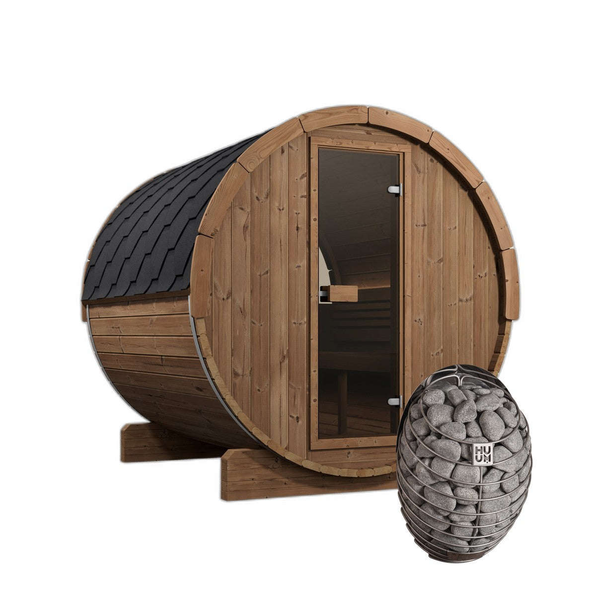 August Value Package: E8W Barrel Sauna + HUUM DROP 9kW Heater