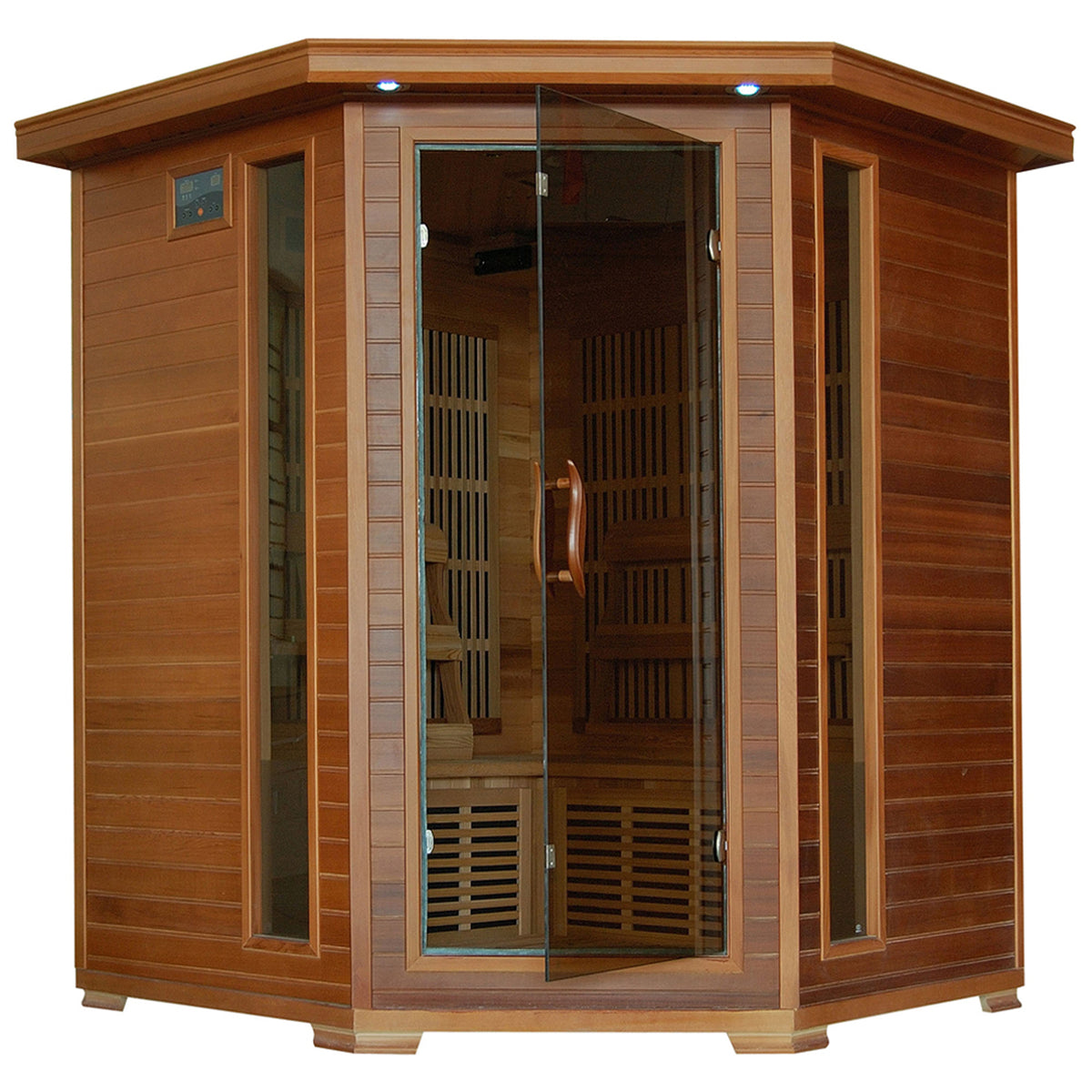Whistler 4-Person Cedar Corner Infrared Sauna with 10 Carbon Heaters — Cedar FAR infrared sauna by HeatWave