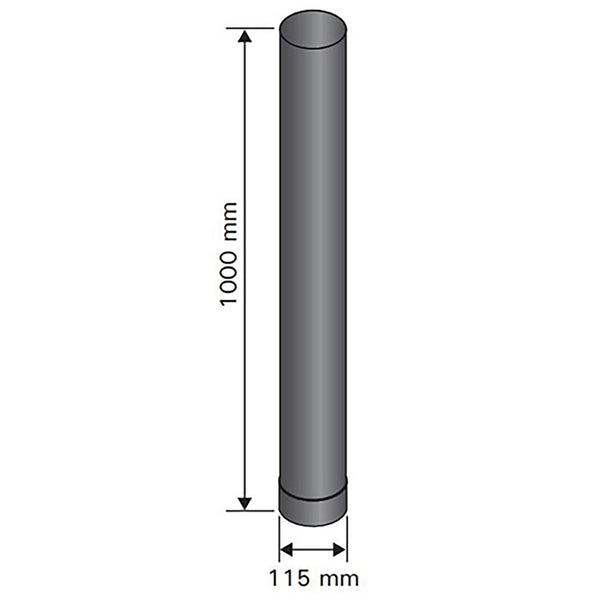 Harvia Smoke Pipe, Sauna Wood Stove, 1m, 115mm - view 2
