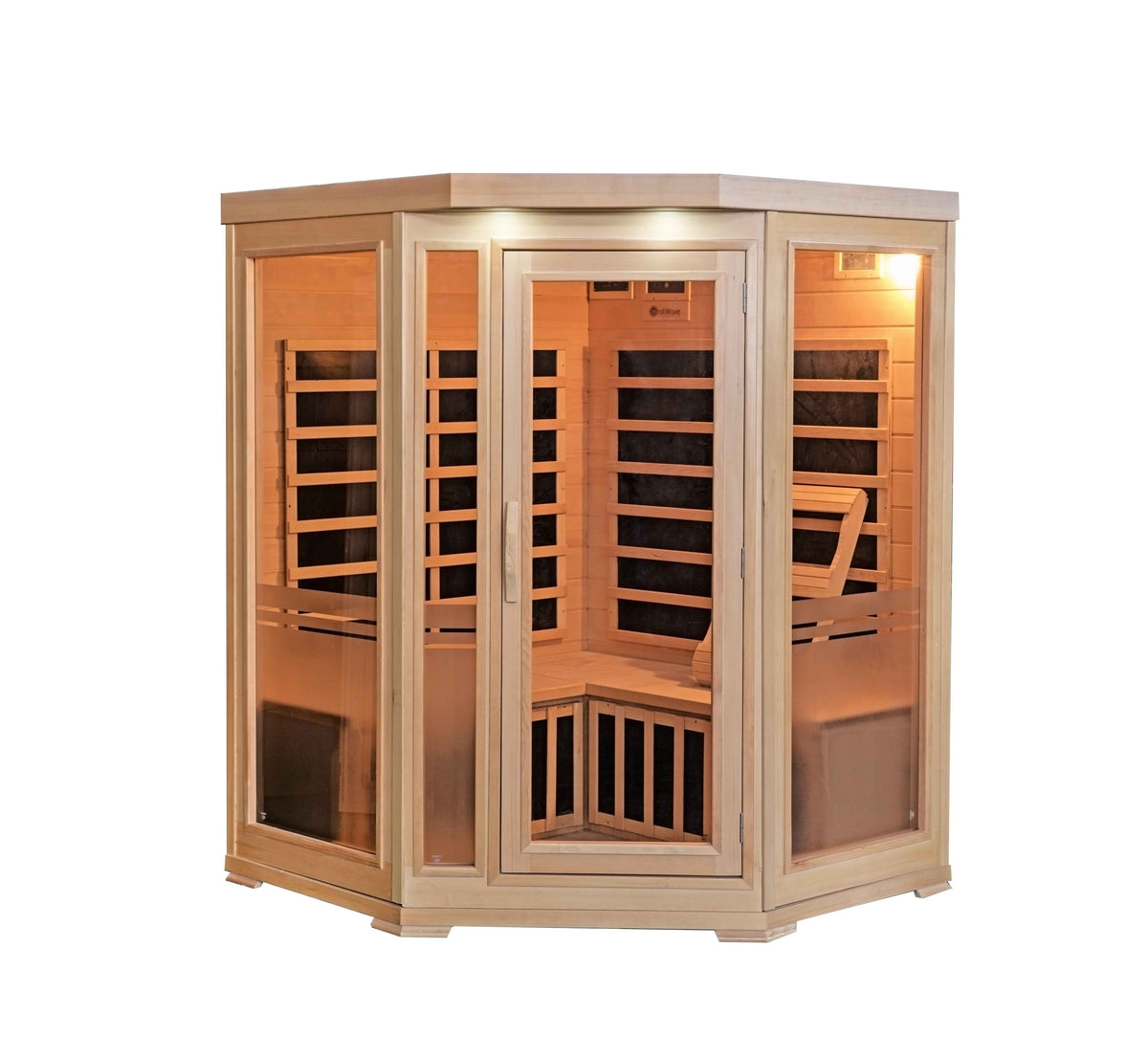 Sonoma 3-Person Hemlock Infrared Corner Sauna with 7 Carbon Heaters — Hemlock FAR infrared sauna by HeatWave