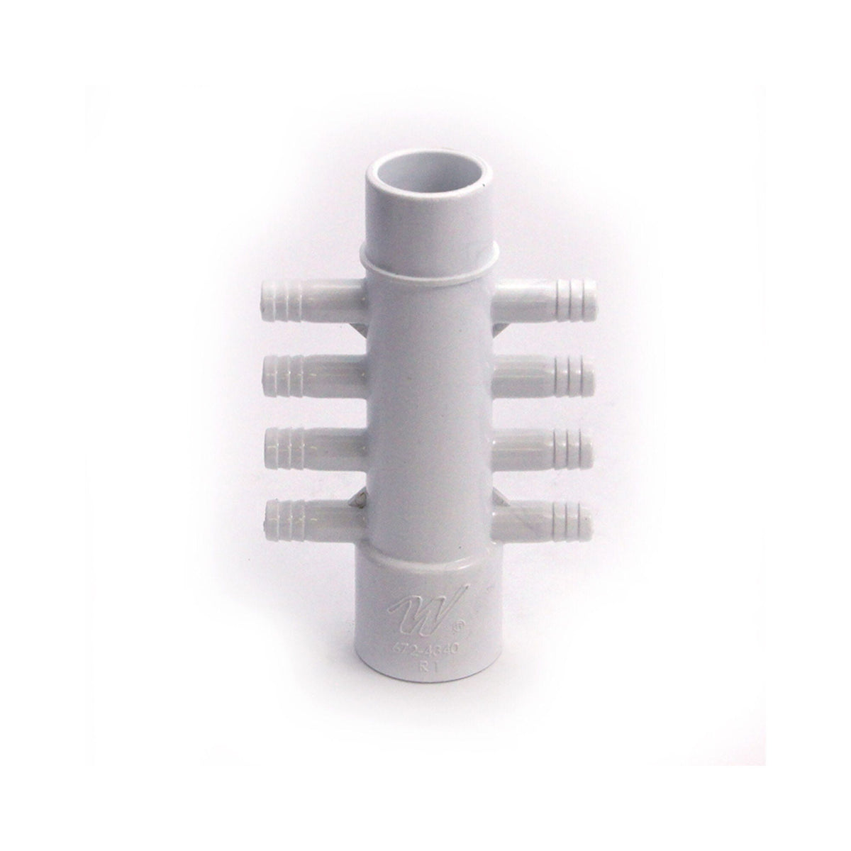 Manifold, PVC, Waterway, 1"S x 1"Spg x (8) 3/8"RB Ports — Waterway Part #672-4340