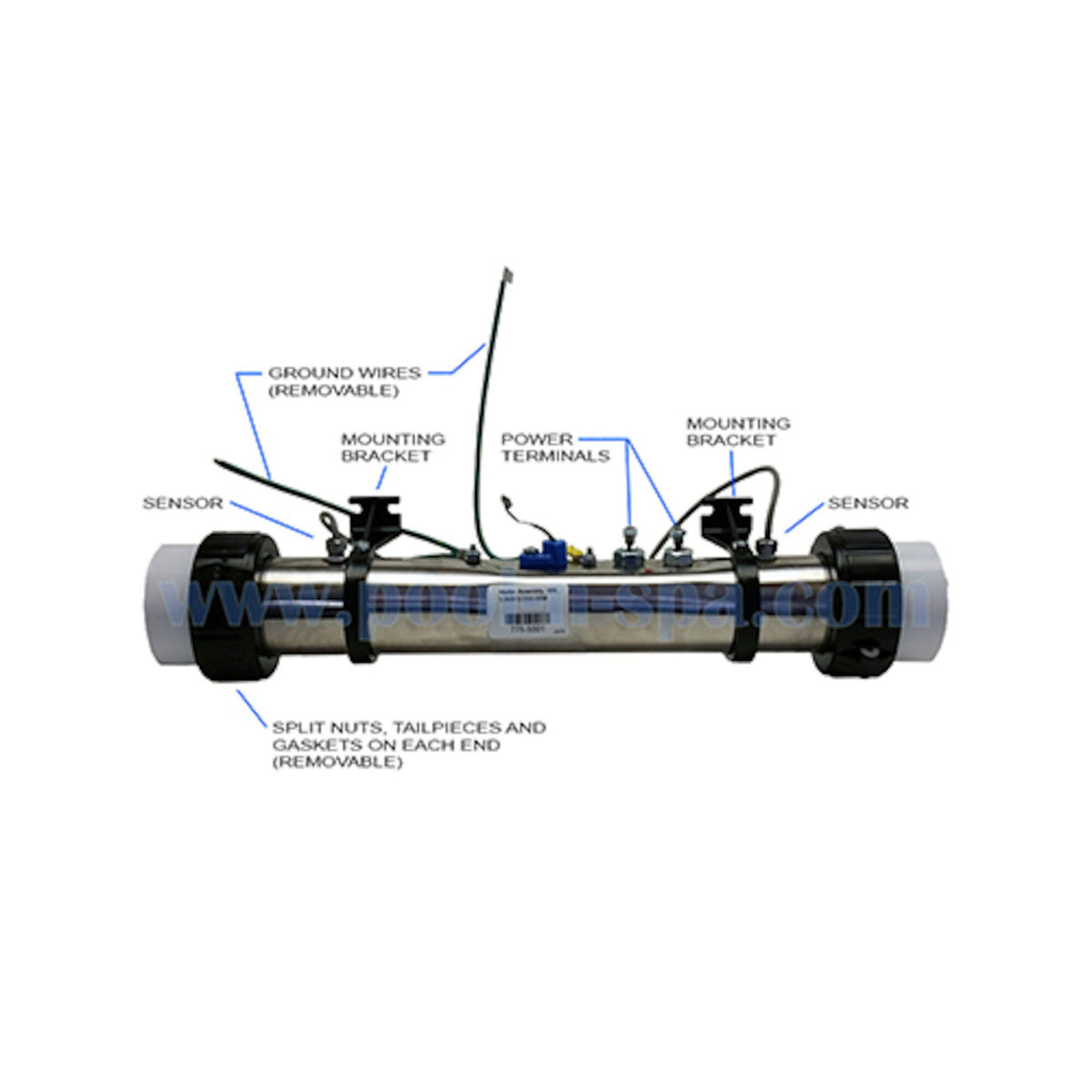 Heater Assy, Waterway H5000 5.5Kw (With Sensors) — Waterway Part #775-5001