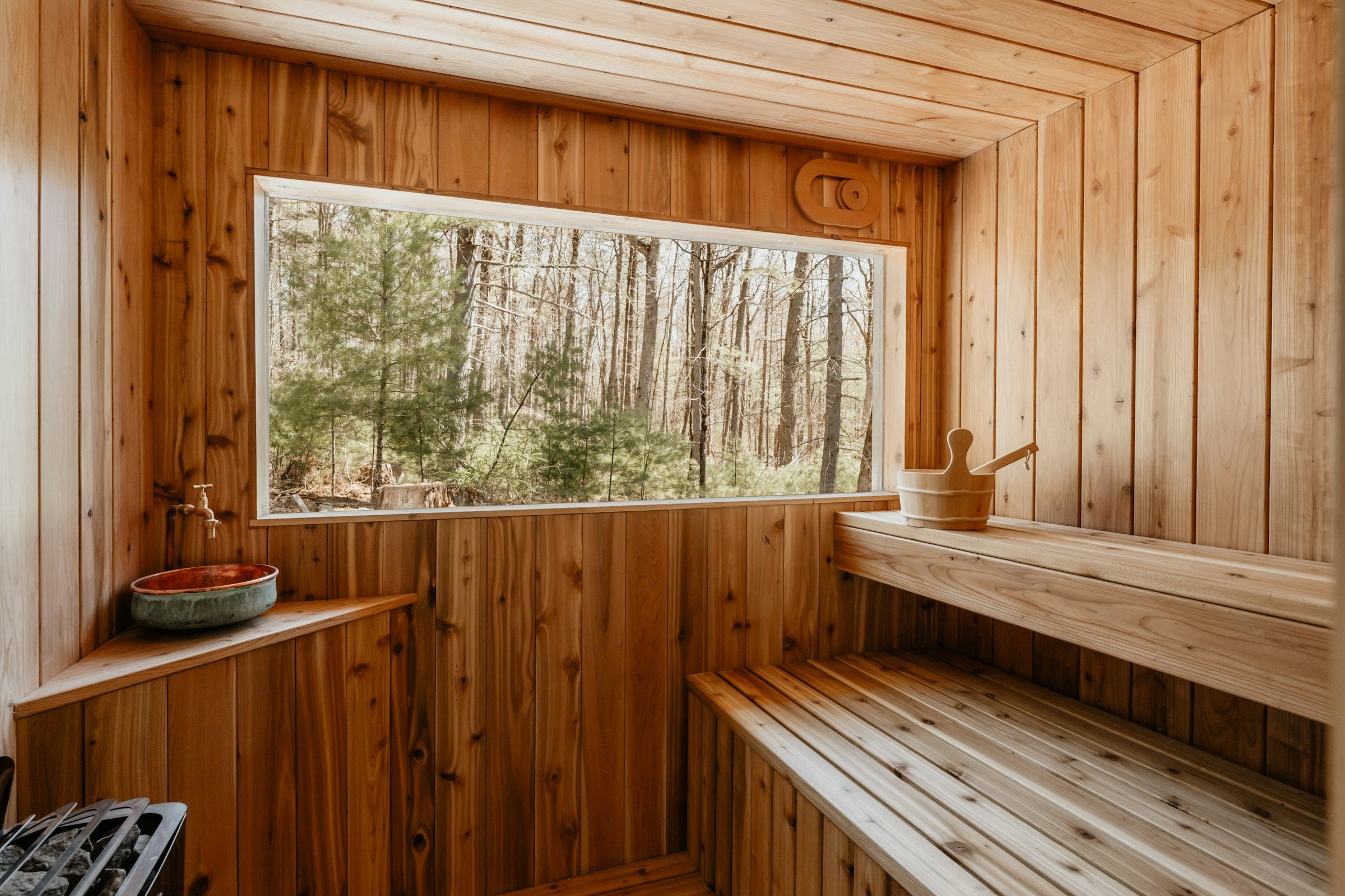 Cedar sauna interior