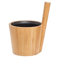 Rento Sauna Bucket, Thermo Laminated Bamboo, Straight Handle, Black Plastic Inner Liner, 5 Liter