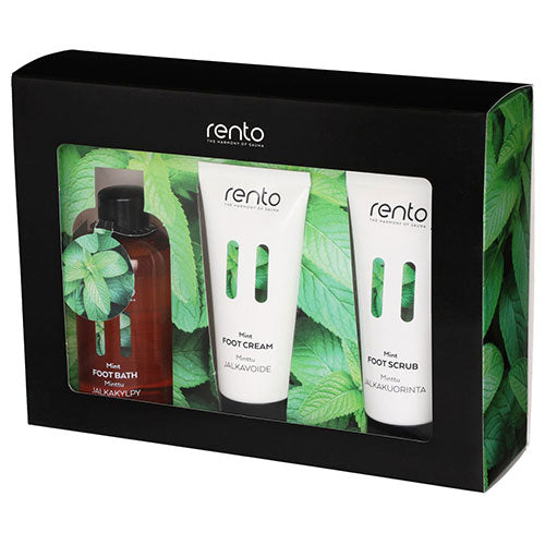 Rento Gift Set, Foot Bath 200mL, Foot Scrub 100mL, Foot Cream 100mL, Mint