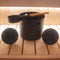 SaunaLife Bucket, Ladle, Thermometer and Hygrometer, Black