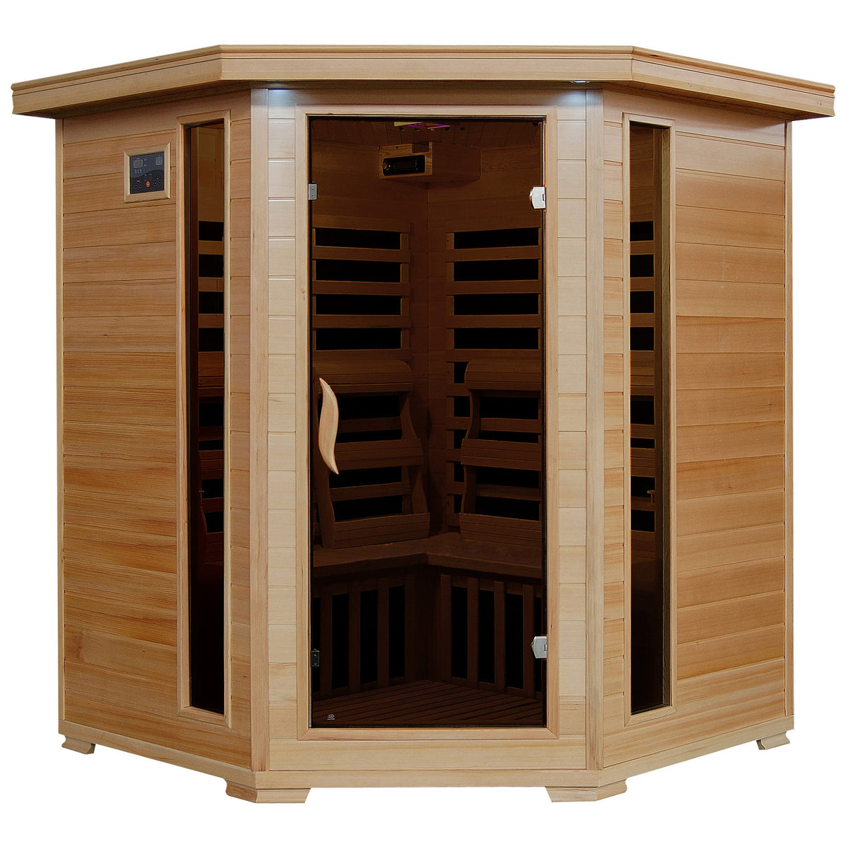Tucson 4-Person Hemlock Corner Infrared Sauna with 10 Carbon Heaters — Hemlock FAR infrared sauna by HeatWave